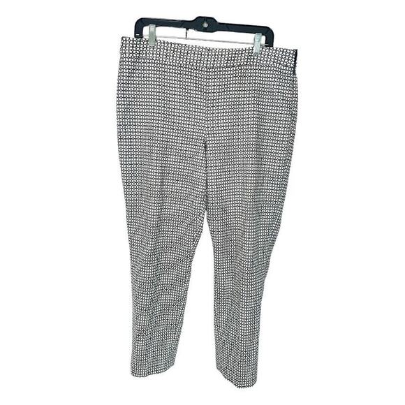 Talbots Womens Chatham Black White Pants Geometric Size 12 Office Career Stretch - Picture 1 of 9